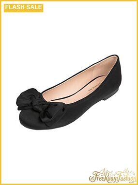 Women's Ballet Flats Round Toe Bow Trim Slip-On Shoes for Casual Parties